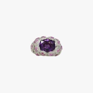 18kt White Gold 6.45ctw Pink Sapphire Diamond Amethyst Cocktail Ring