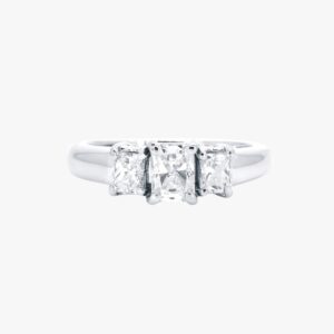 14KT White Gold 1.30CTW Radiant Cut Three Stone Diamond Engagement Ring