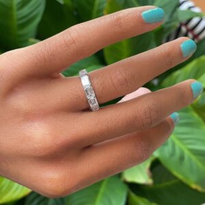 platinum 3.00ctw channeled emerald cut diamond ring