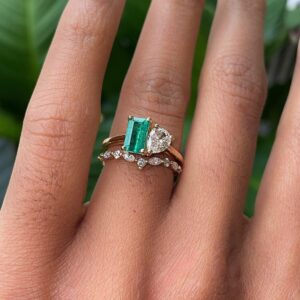 Yellow Gold Marquise and Round Diamond Contoured Ring