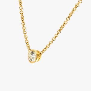 14KT Yellow Gold 0.24CT Round Brilliant Cut Solitaire Pendant With Chain