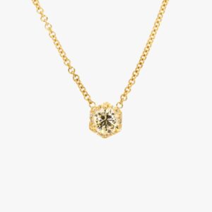 14KT Yellow Gold 0.58CTW Hexagon Halo Pendant Necklace