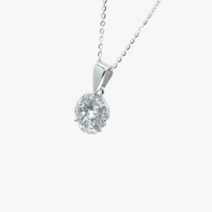 14KT White Gold 1.38CTW Round Halo Pendant Large Center Diamond