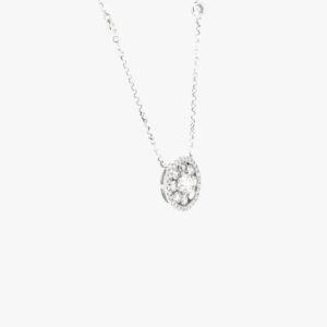 18KT White Gold 0.83CTW Round Halo Diamond Pendant Necklace
