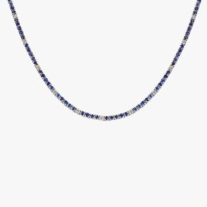 White Gold Sapphire and Diamond Tennis Necklace