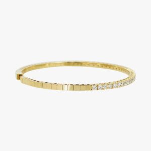 Yellow Gold and Diamond Flexible Bangle Bracelet