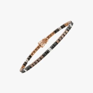 18kt white/rose gold black, white and cognac diamond tennis bracelet