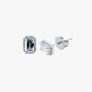 14KT White Gold 1.01CTW Emerald Halo Stud Earrings