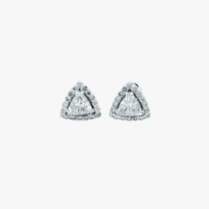 14KT White Gold 2.42CTW Trillion Halo Stud Earrings