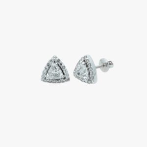 14KT White Gold 2.42CTW Trillion Halo Stud Earrings
