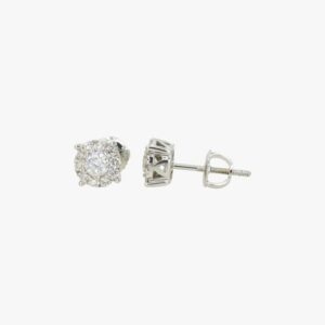 White Gold Cluster Diamond Stud Earrings weighing .75ctw
