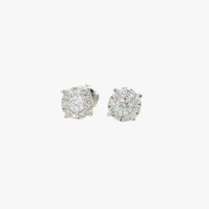 White Gold Cluster Diamond Stud Earrings weighing .75ctw