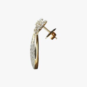 Yellow Gold Diamond Tear Drop Dangle Earrings