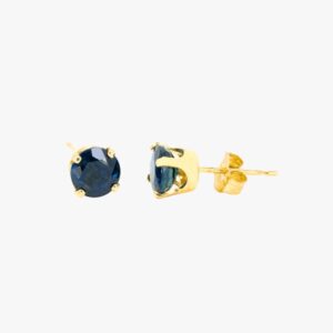 14kt Yellow Gold 1.50ctw NATURAL Round Cut Sapphire Gemstone Stud Earrings