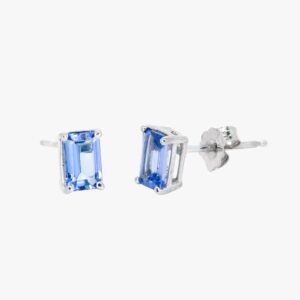 Modern White Gold 1.00ctw Emerald Cut Tanzanite Stud Earrings