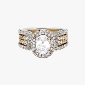 18KT Two Tone 1.77CTW Earth Mined 4 Row Pave Halo Diamond Engagement Ring Setting