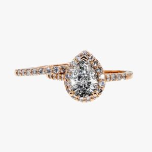 14KT Rose Gold .50CTW Earth Mined Halo Diamond Wedding Set Mounting