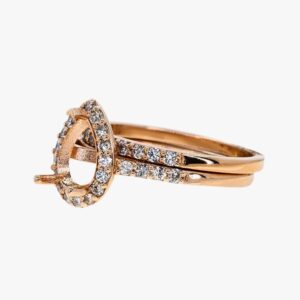 14KT Rose Gold .50CTW Earth Mined Halo Diamond Wedding Set Mounting