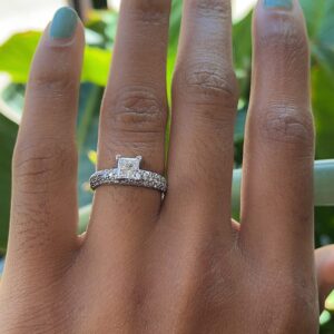 14kt white gold 1.25ctw earth mined princess cut micro pave diamond engagement ring