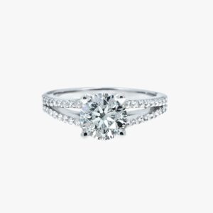14KT White Gold 2.00CTW Earth Mined Split-Shank Diamond Engagement Ring