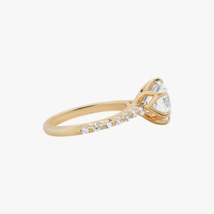 14KT Yellow Gold Earth Mined Solitaire Diamond Engagement Ring with 2CT Lab Grown Round Center Diamond