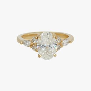 14KT Yellow Gold .50CTW Earth Mined Three Stone Diamond Engagement Ring Setting