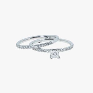 18KT White Gold .35CTW Pave Diamond Wedding Set Mounting