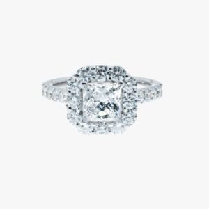 18KT White Gold 1.10CTW Halo Diamond Engagement Ring