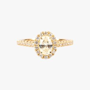 14KT Yellow Gold .50CTW Earth Mined Oval Shape Halo Diamond Engagement Ring Setting