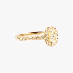 14KT Yellow Gold .50CTW Earth Mined Oval Shape Halo Diamond Engagement Ring Setting