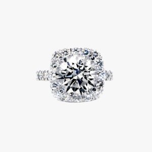 14KT White Gold 1.35ctw Diamond Prong Set Cushion Halo Engagement Ring