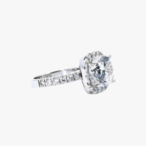 14KT White Gold 1.35ctw Diamond Prong Set Cushion Halo Engagement Ring