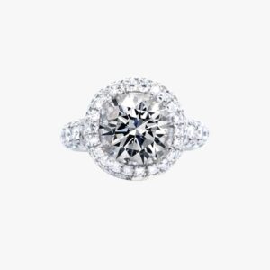 18KT White Gold 1.77ctw Round Cut Prong Set Double Halo Diamond Engagement Ring