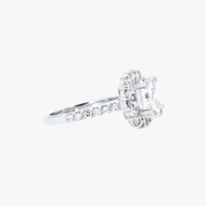14KT White Gold 1.35CTW Earth Mined Cushion Halo Diamond Engagement Ring Setting