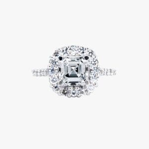 14KT White Gold 1.35CTW Earth Mined Cushion Halo Diamond Engagement Ring Setting