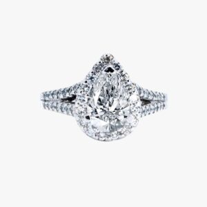 14KT White Gold 0.48CTW Earth Mined Halo Diamond Engagement Ring Setting