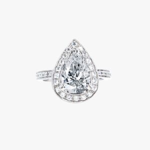 18KT White Gold 0.50CTW Earth Mined Milgrain and Pave Diamond Halo Engagement Ring Setting