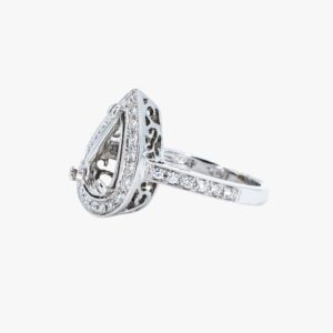 18KT White Gold 0.50CTW Earth Mined Milgrain and Pave Diamond Halo Engagement Ring Setting