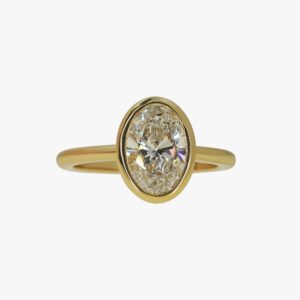 14KT Yellow Gold .22CTW Lab Grown Bezel Set Hidden Halo Solitaire Engagement Ring Setting