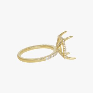 14KT Yellow Gold Earth Mined .41CTW Pave Set Hidden Halo Diamond Engagement Ring Setting