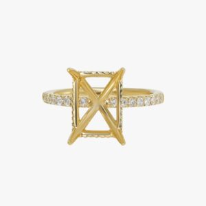 14KT Yellow Gold Earth Mined .41CTW Pave Set Hidden Halo Diamond Engagement Ring Setting