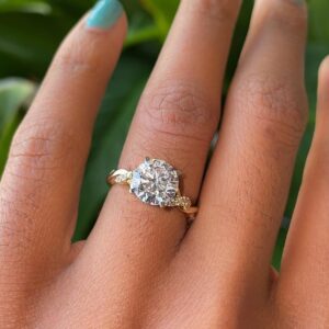 Yellow Gold Earth Mined Diamond Twist Ring with Diamonds