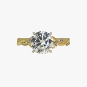 Yellow Gold Earth Mined Diamond Twist Ring with Diamonds