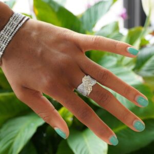 Two Tone Gold White and Yellow Diamond Band