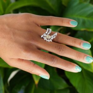 18KT Two Toned White and Yellow Gold 2.89CTW Diamond Floral Ring