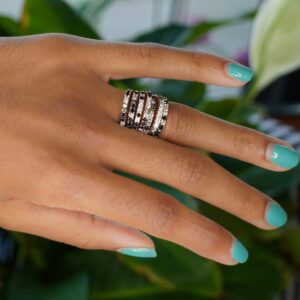 18KT Rose Gold 3.5CTW Confetti Black, White and Champagne Diamond Ring