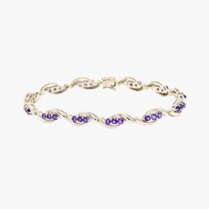 14KT White Gold 2.20CTW Earth Mined Round Brilliant Cut Amethyst Tennis Bracelet