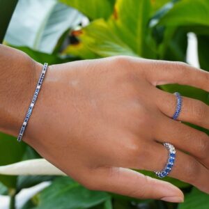 White Gold 3.26CTW Sapphire and Diamond Tennis Bracelet