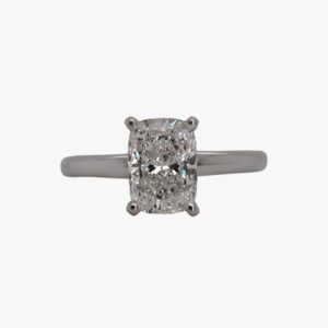 14kt white gold 2ctw lab grown elongated cushion solitaire engagement ring