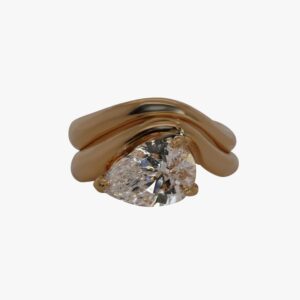 14KT Yellow Gold 2.55CTW Lab Grown Pear Diamond East-West Wedding Set